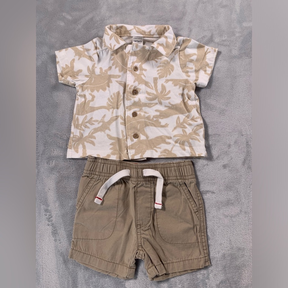 Beige and White Tropical Baby Outfit